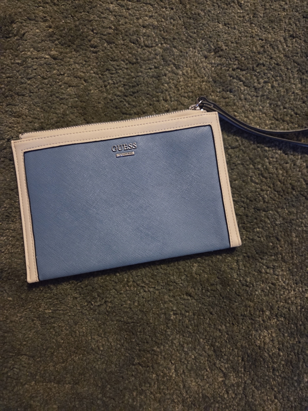 GUESS Blue and Cream Wristlet Pouch